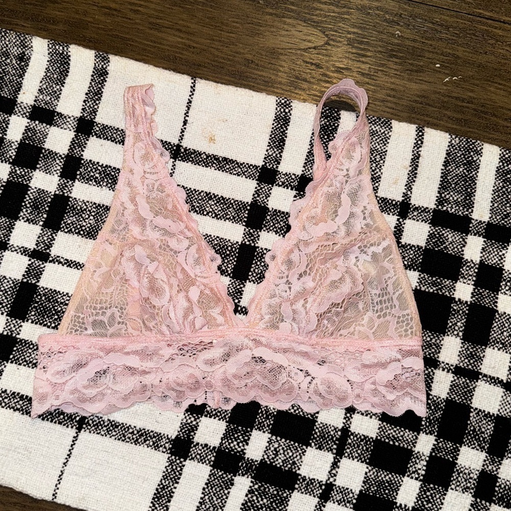 XiRENA Baby Pink Semi Sheer Triangle Cup Bralette Adjustable Size Small